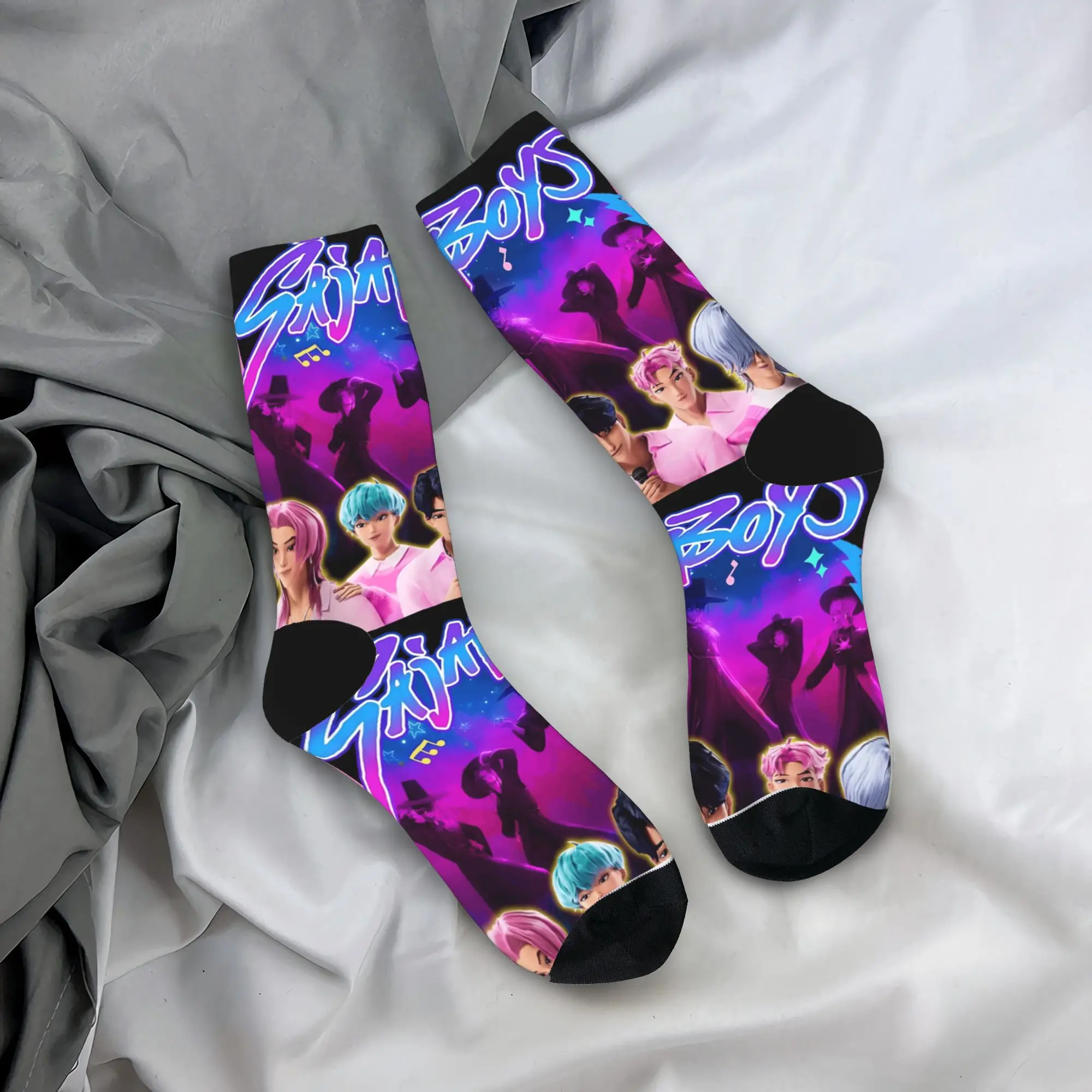 

Мужские носки Baby Saja KPop Demon Hunters Chibi Art Stockings Осенние современные теплые мягкие носки с принтом уличные противоскользящие носки