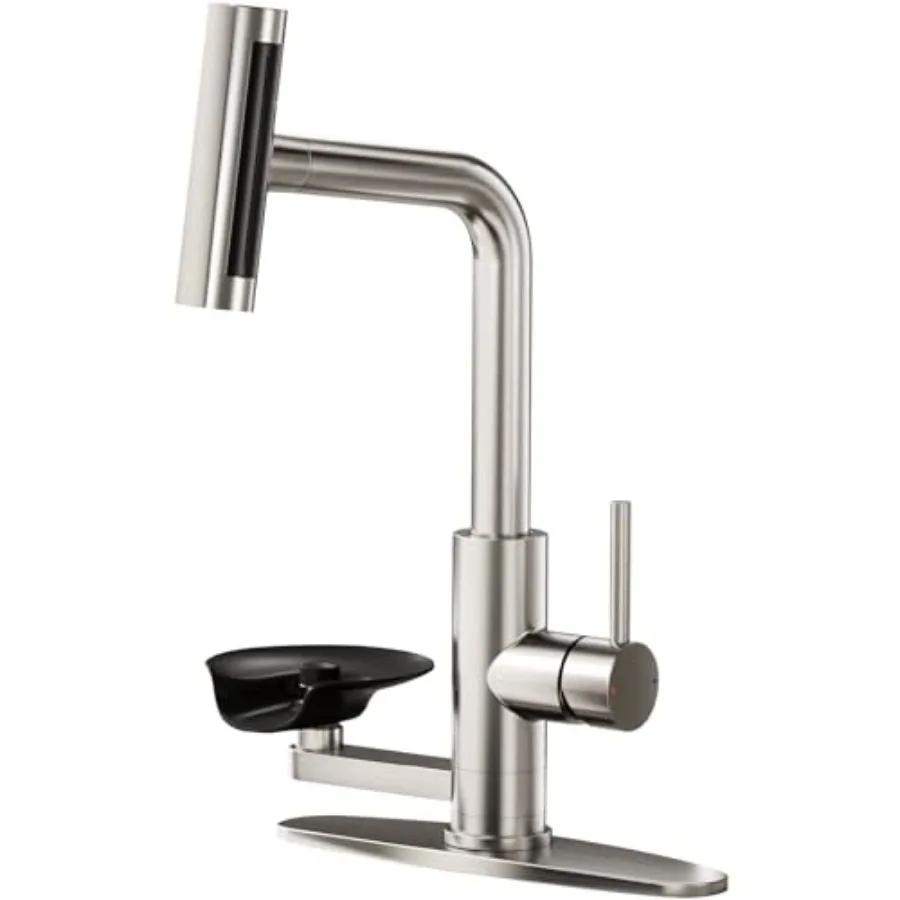 

Kitchen Faucet with Pull Down Sprayer and Cup Washer, Glass Rinser Faucet for Kitchen Sink, Single Handle Waterfall 1 or 3 Hole
