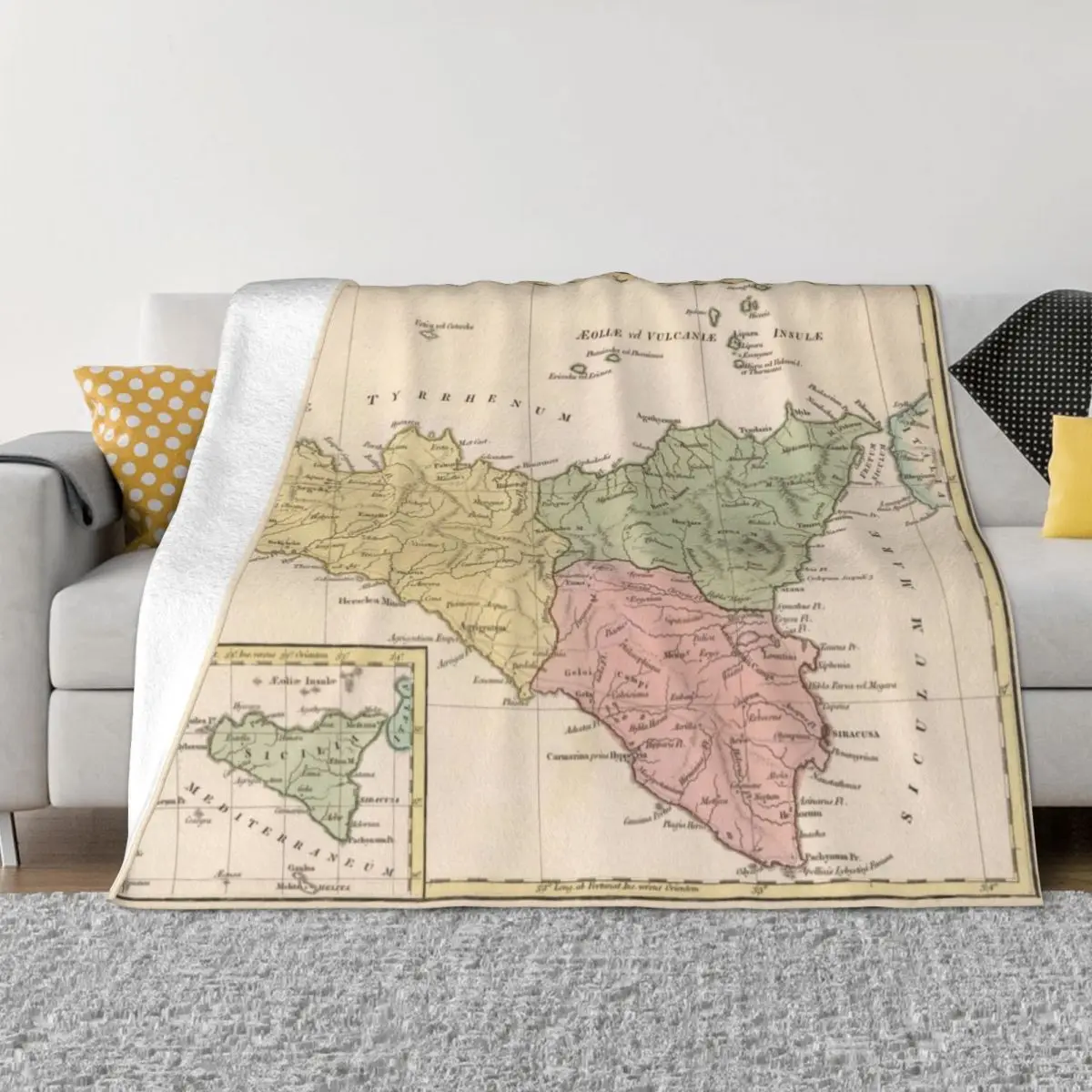 Vintage Map of Sicily Italy (1800) Throw Blanket Decorative Bed Blankets For Sofa Thin Soft Big Blanket Sofa Quilt