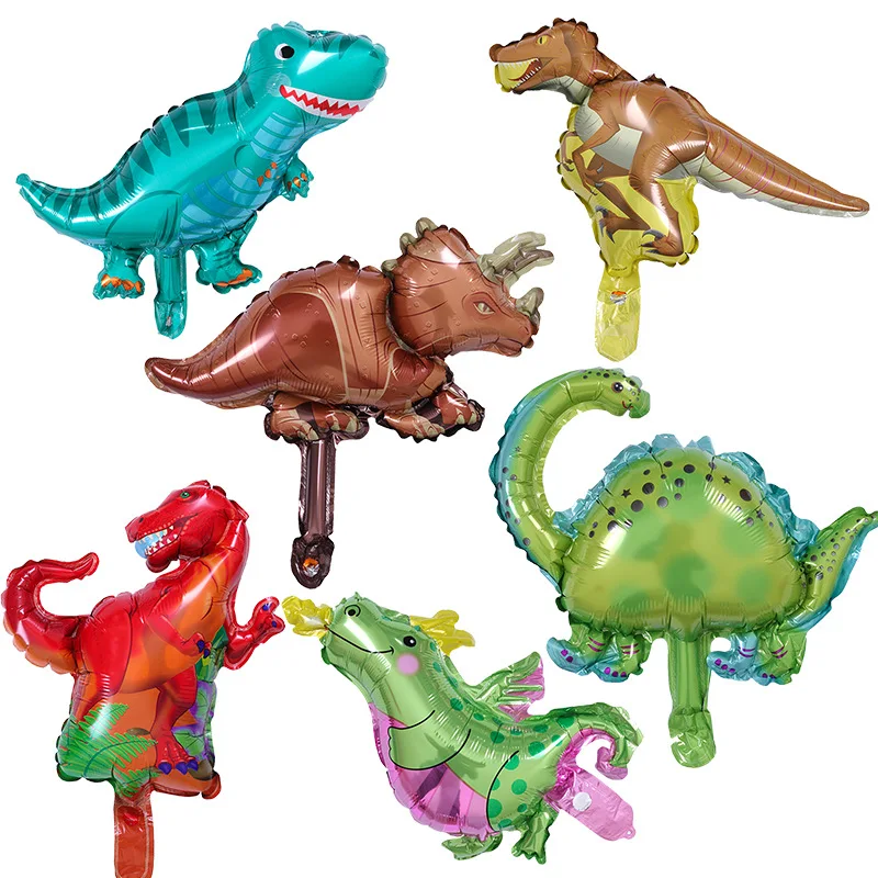 8Pcs Cartoon Dinosaur Foil Balloons Tyrannosaurus Triceratops Balloon for Kids Safari Jurassic Theme Birthday Party Decorations