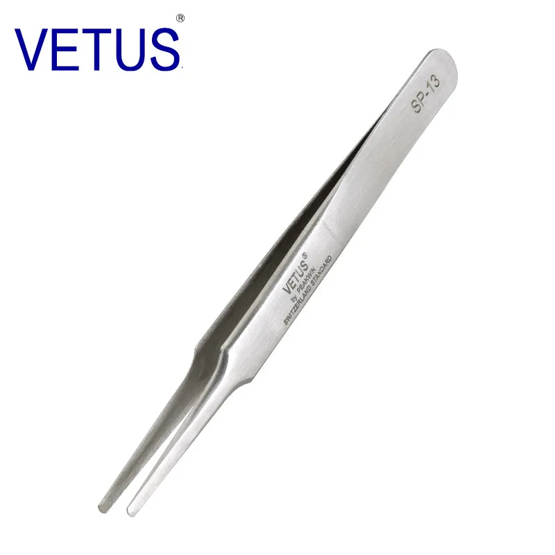 VETUS SP13 Precision Tweezers 302 Stainless Steel Anti Magnetic Acid Resistant 120mm Watch Repair Electronic Maintenance Tools