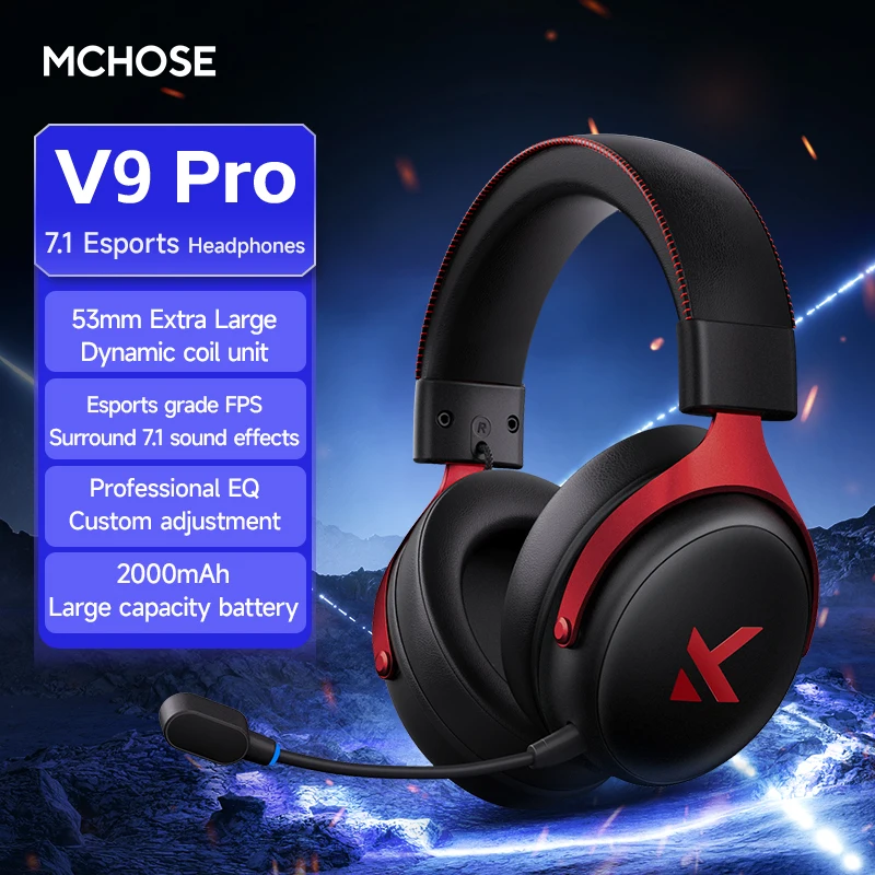 

Игровая гарнитура MCHOSE V9 Pro, четырехрежимные беспроводные Bluetooth-наушники с микрофоном (стиль Delta)