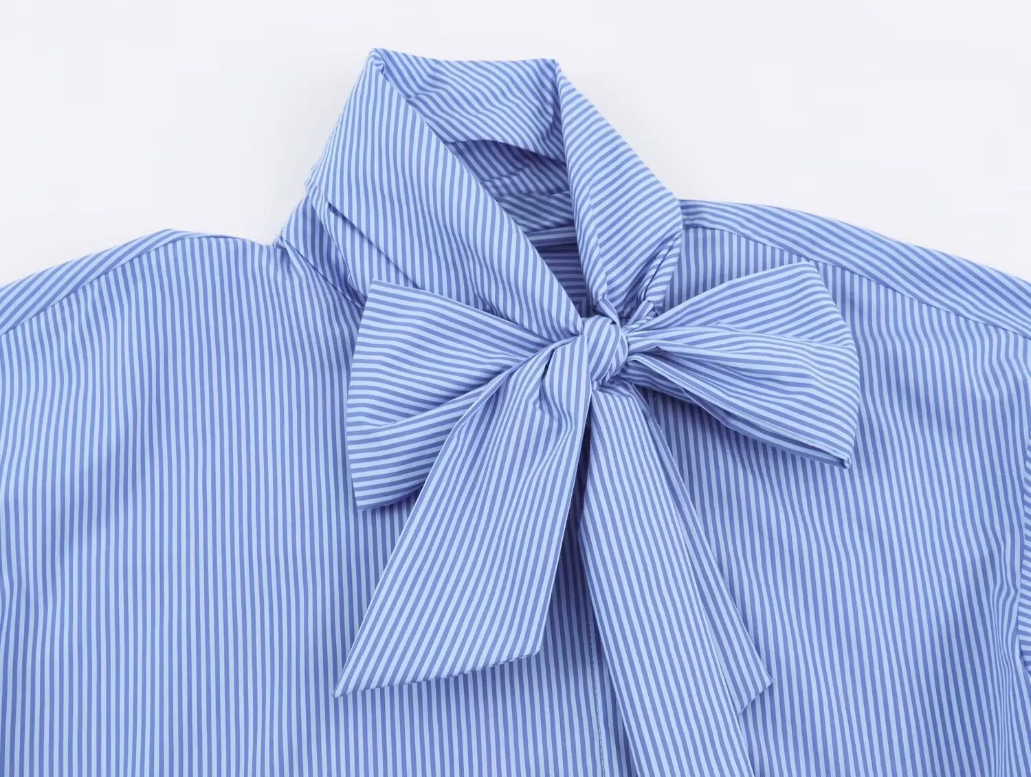 BSAY Französische Casual Gestreifte Bluse für Damen mit Schleifenkragen, Langen Ärmeln, Fallendem Schulteransatz, Lockerer Passform und Vertikalen Streifen für den Alltag – Detail 20