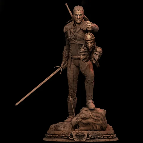 Resin Model Figure, 1/24 Scale Geralt of Rivia, GK, Unassembled and Unpainted Kit, 3D DIY Toy