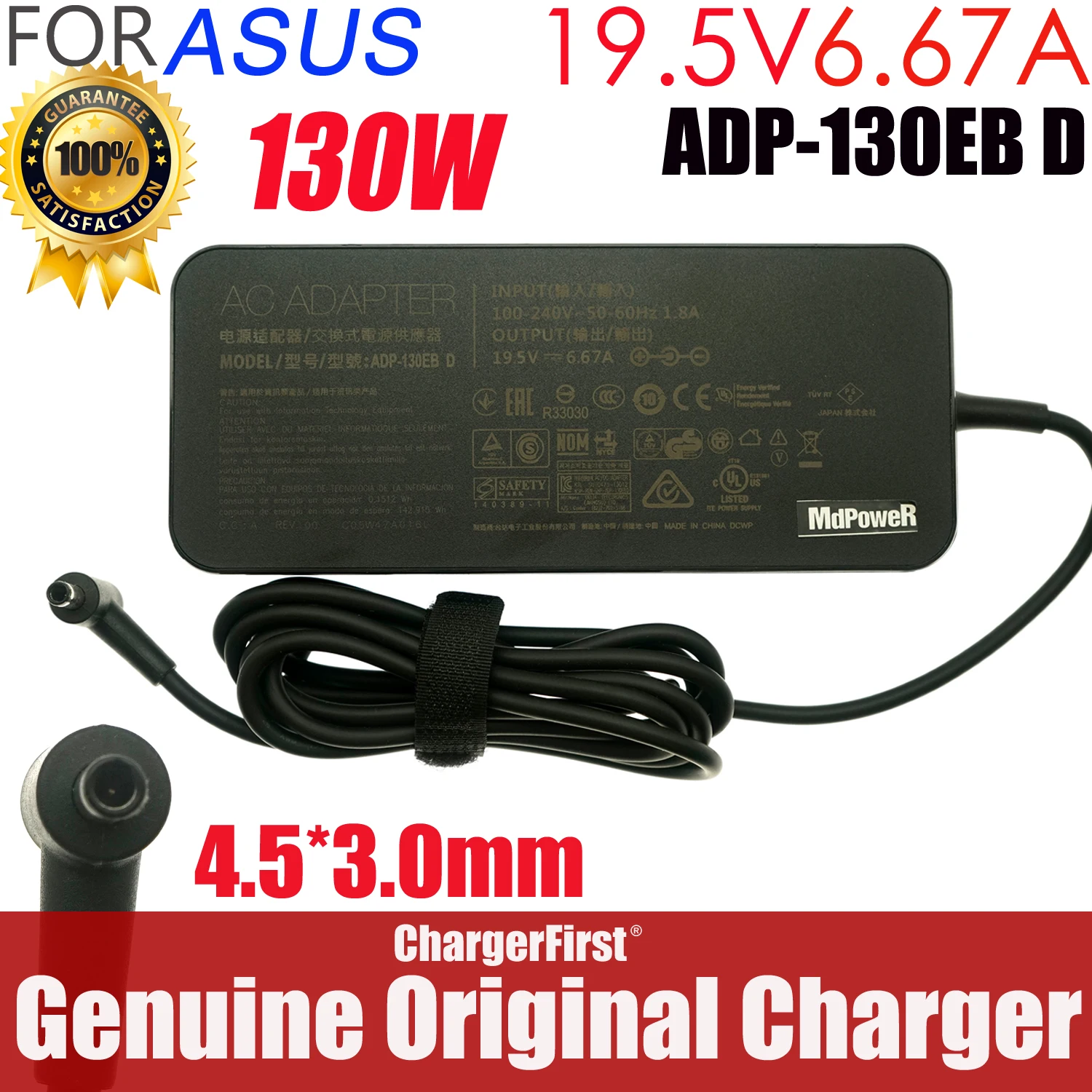Genuine Delta ADP-130EB D 19.5V 6.67A 130W Adapter for ASUS ZenBook Pro UX550VD UX550VE UX501JW UX501VW NX500JK Q535U Q536FD