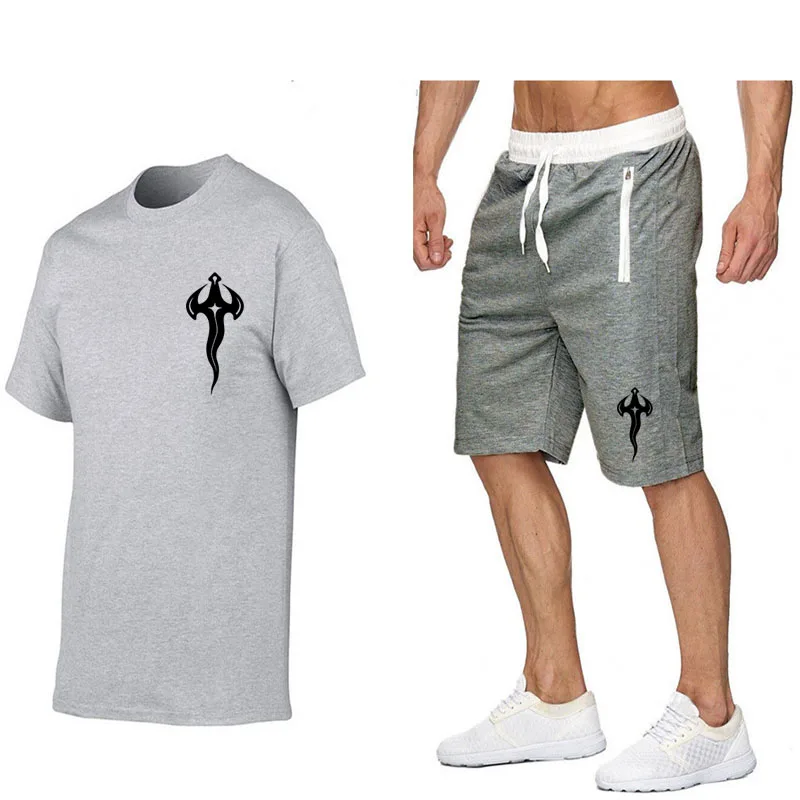 2025 Cotton Short Sets Men Two Pieces Set Mens Sweatsuit Summer Cotton Tshirt Short Sets Jogging Set Men Sport Suit Sportsweat