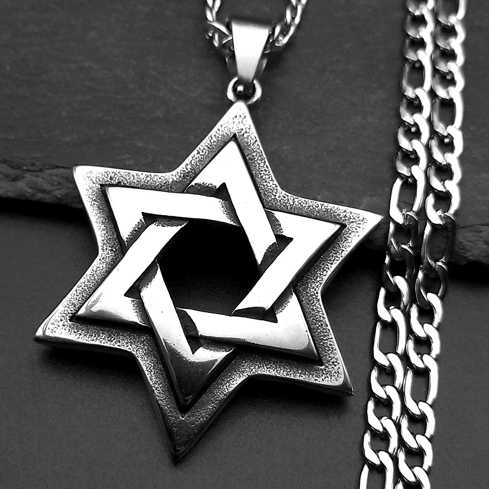 

Jewish Star Of David Necklace For Men Women Stainless Steel Solomon Seal Hexagram Lucky Retro Gothic Pendant Chain Jewelry Gifts