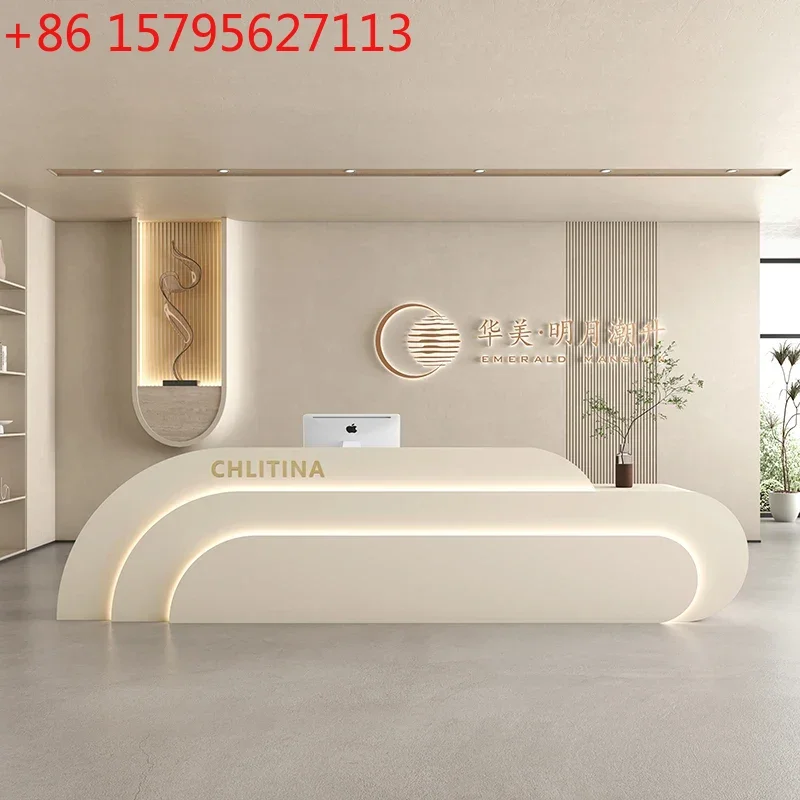 

Simple Modern Beauty Salon Bar Counter Cashier Clothing Store Front Desk Arc Fashion Shop Reception