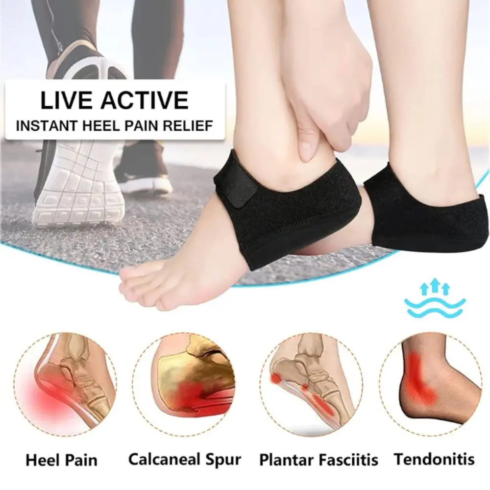 

Adjustable Straps Silicone Heel Pads Gel Material Support Cushion Fasciitis Protector Shock Absorption Gel Heel Pads
