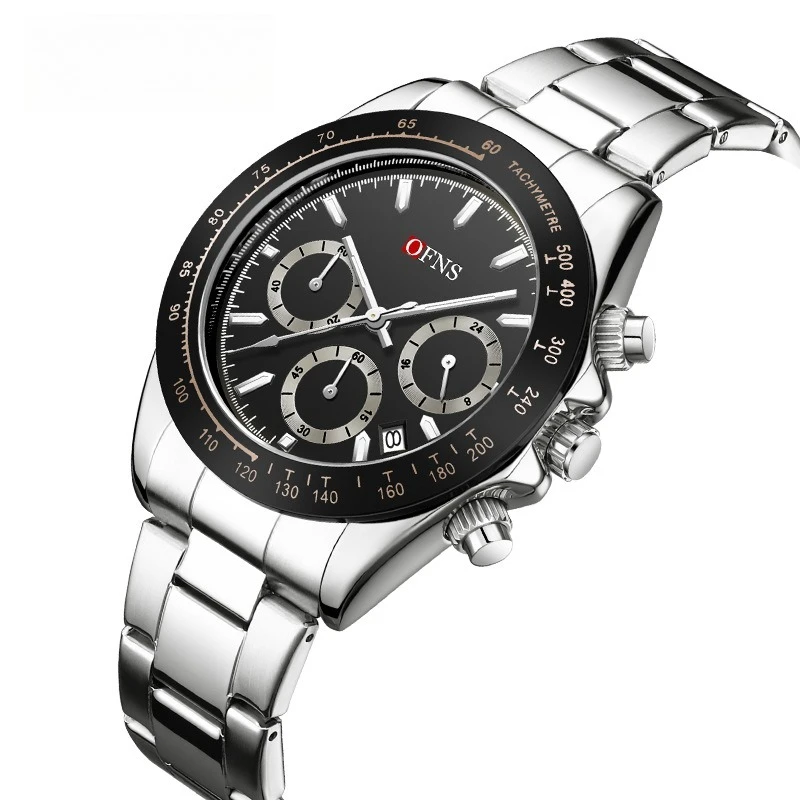 

Женские часы бренда OFNS, водонепроницаемые мужские часы с тремя циферблатами и шестью стрелками, многофункциональные кварцевые часы с хронографом