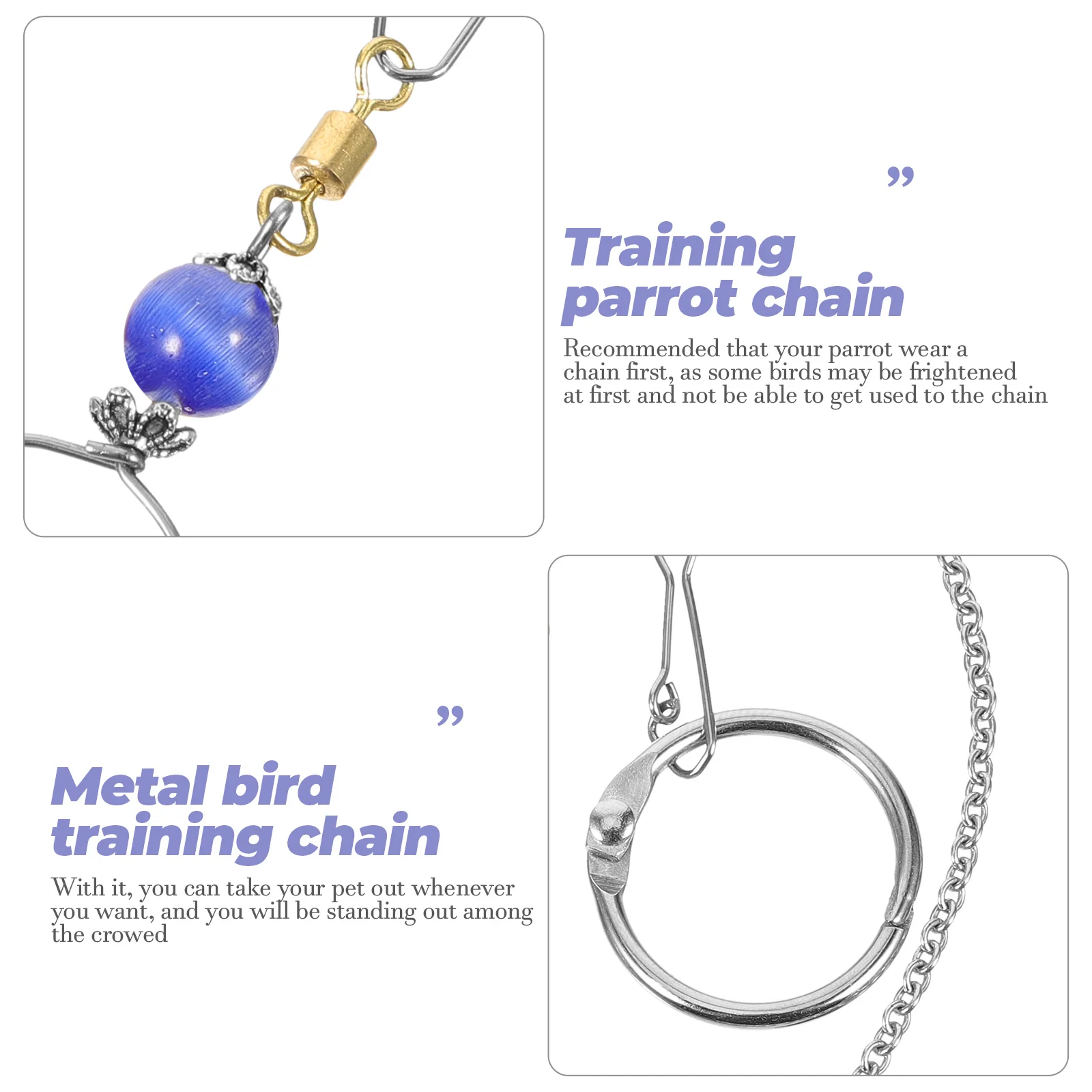 

1Set Parrot Neck Ring Stainless Steel Lightweight Comfortable Bird Collar Chain Training Leash Pendant Individual Design