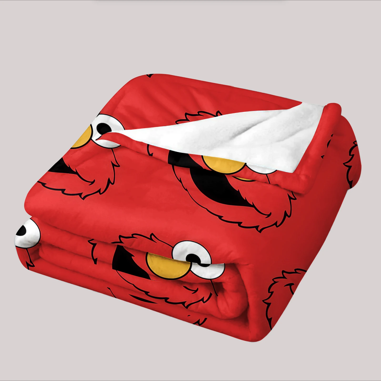 Elmo Cartoon Anime Flanelldecke mit Gesichtsmotiv, weiche, warme Decke für Kinderzimmer, Sofa, Bett, Weihnachten, Büro, Auto – Detail 6