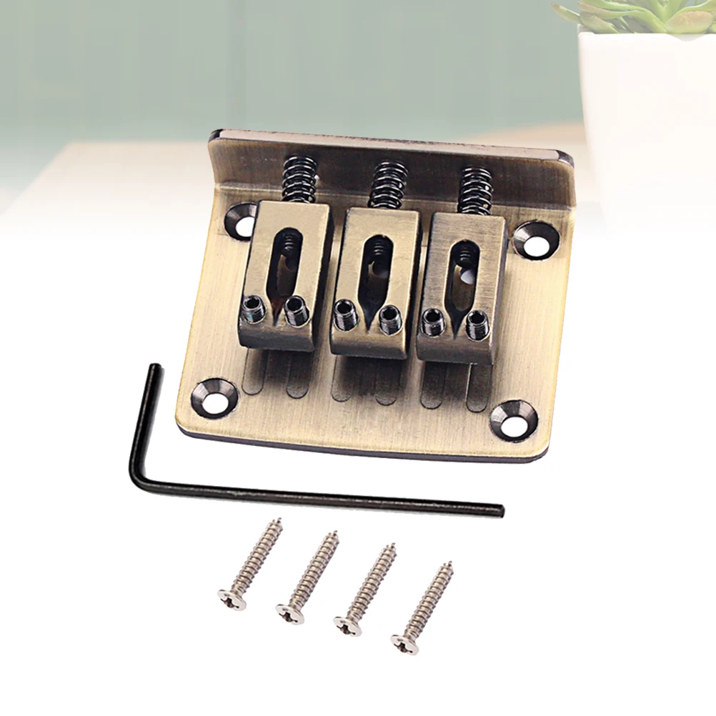 

3 Strings Bridge Electric Guitar Part Fixed Saddles High Quality Hardtail Coffee