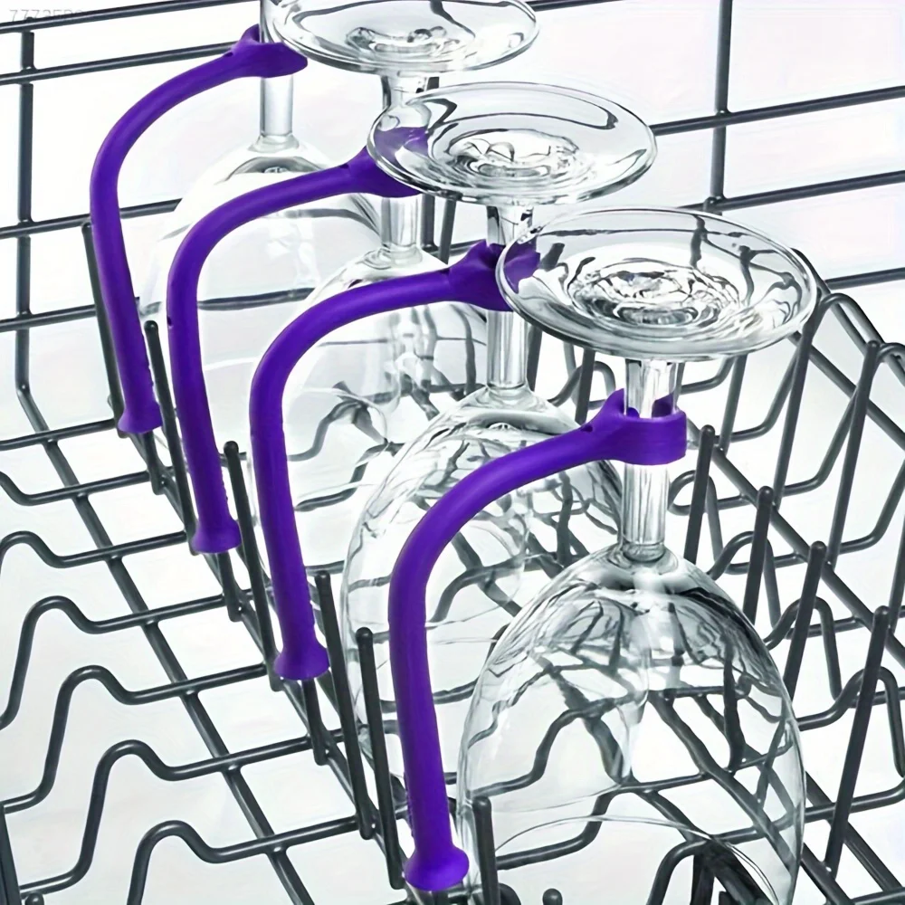 Flexible Holders for Tall Wine Glasses, Dishwasher-Safe Racks Featuring a Non-Slip Grip, Perfect for Use with Wine Bottles