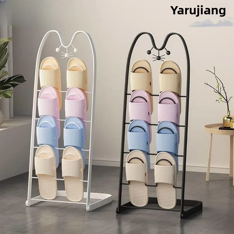 

Iron Art Door Back Floor Standing Multi-layer Shoe Drying Rack Simple Home Balcony Hanging Rack Bedroom Storage Organizer