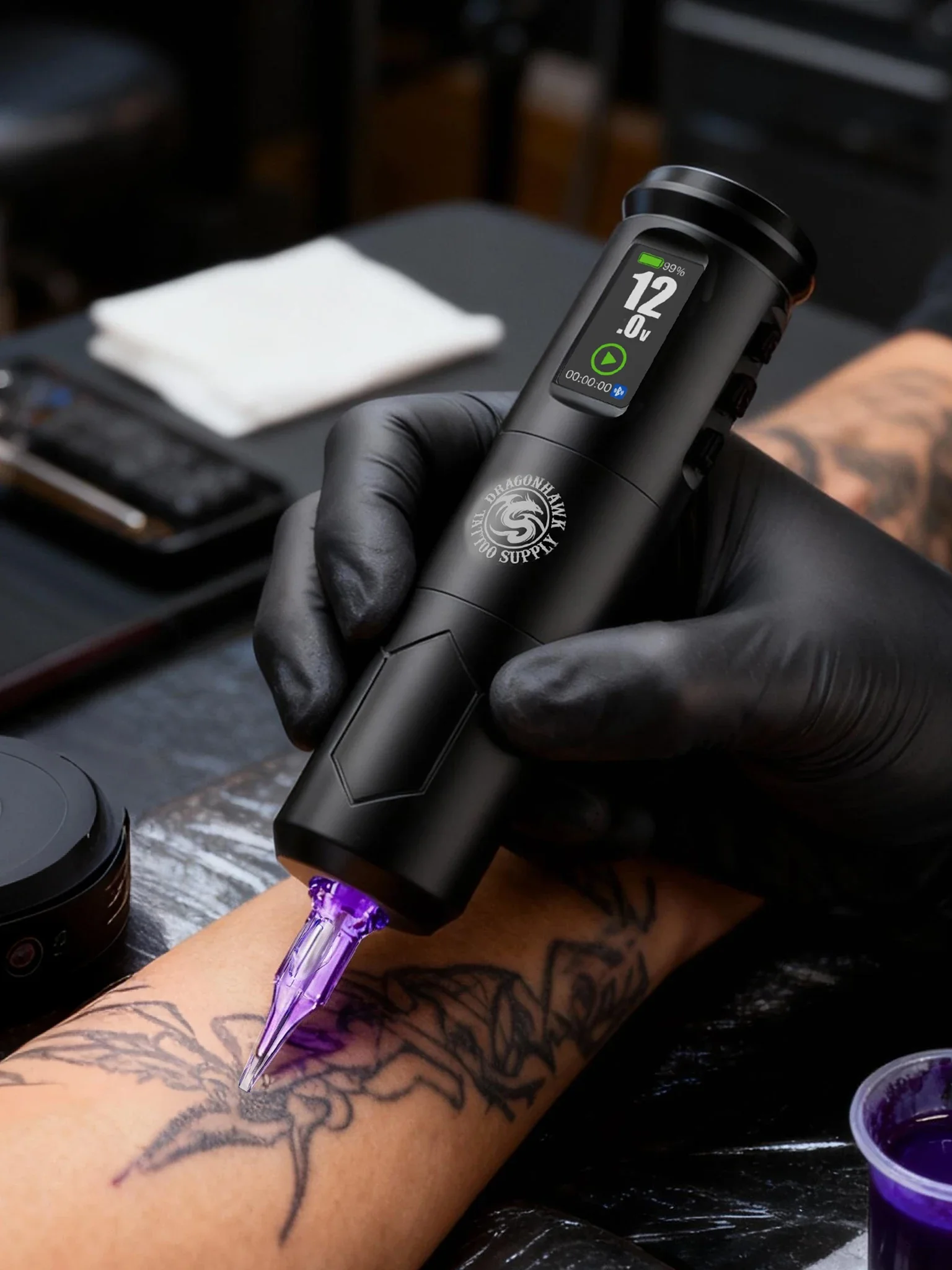 Dragonhawk A1 Pro Tattoo Machine Full Kit A1 Pro Easy To Use Operating Systerm Complete Tattoo Pen Cartridge Needle for Beginner