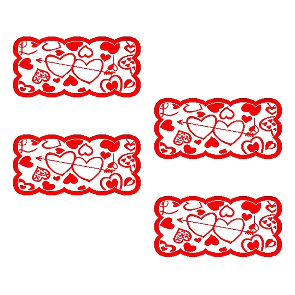 4Pcs Heart Pattern Table Mat Thickened Heat Insulation Hollow Arrow Decoration Table Placemat Party Dining Pad for Home
