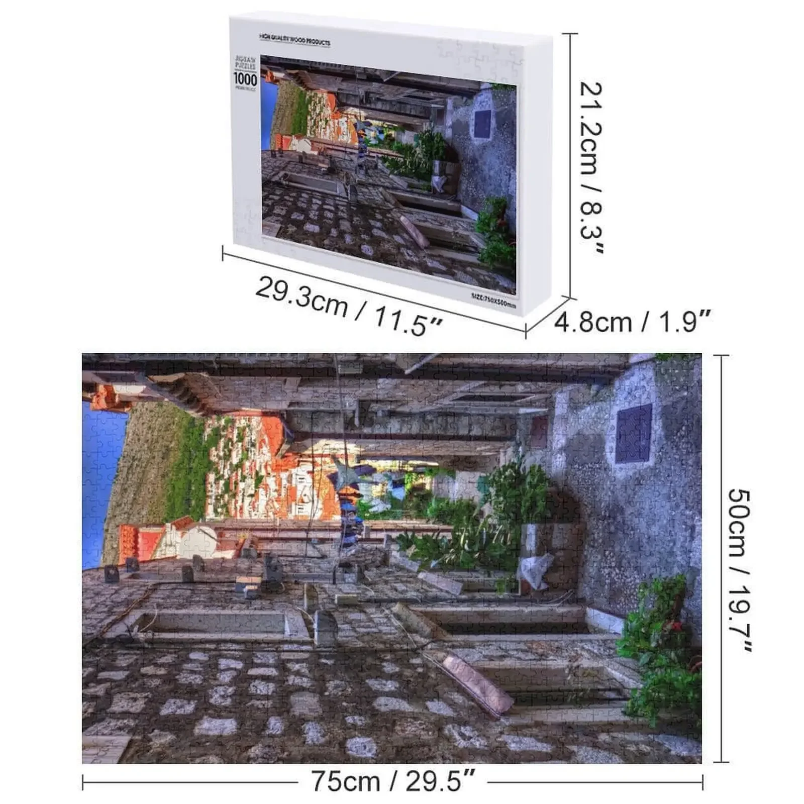 لعبة ألغاز الصور المقطوعة في شارع سكني في دوبروفنيك، لعبة أطفال مخصصة، ألغاز خشبية للبالغين #6