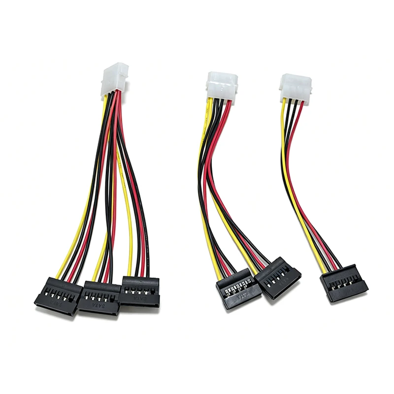4 Pin Molex IDE to 1 2 3 Serial ATA Hard Driver Power Cable SATA Y Splitter Dual Hard-Drive-Disk Extension Cord Adapter Connecto