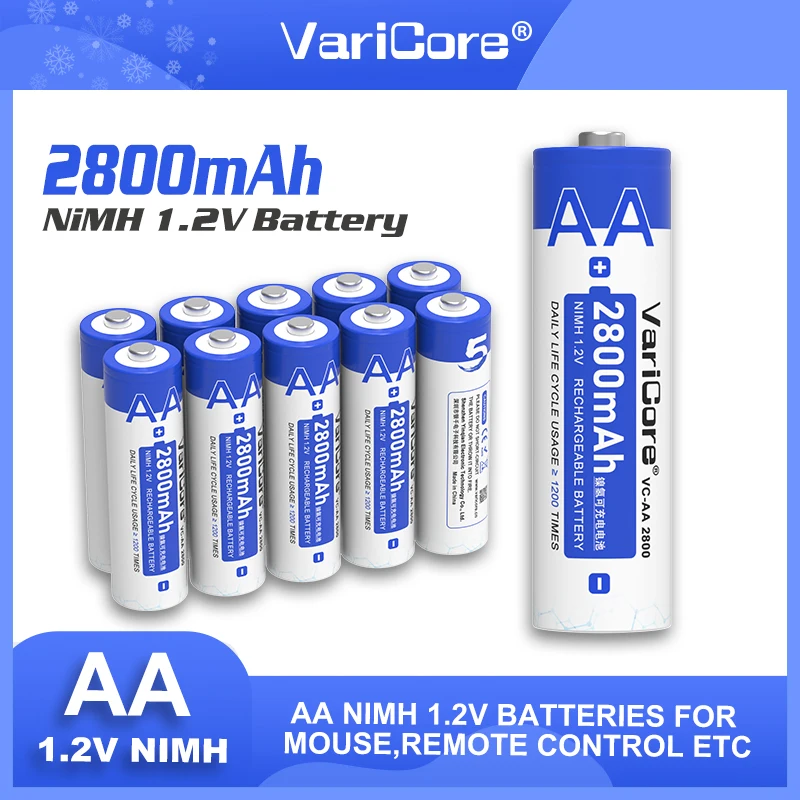 

VariCore 1.2v AA 2800mAh Ni-MH Rechargeable Battery for Flashlight Mining Lamp Digital Camera Remote Control Electric toys