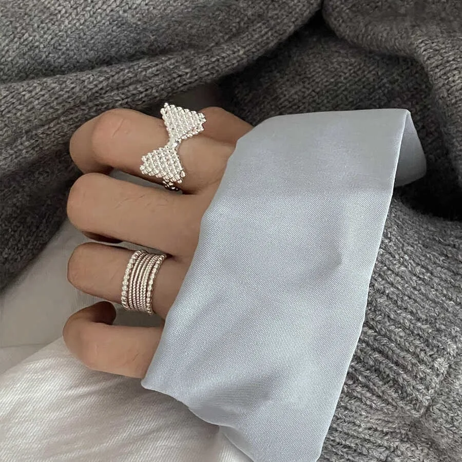 

Кольцо с бантом из стерлингового серебра 925 пробы с модным индивидуальным милым темпераментом и кольцом с открытым ртом, подходящим для женщин