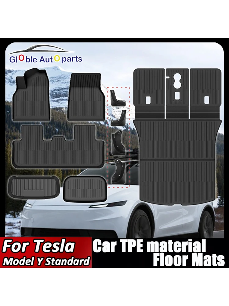 TPE-Fußmatten für Tesla Neues Modell Y Standard 2025 2026 Wasserdichte Gepäckraum-Matten Allwetter-Vollset Fußmatten Modell Y Kofferraummatten