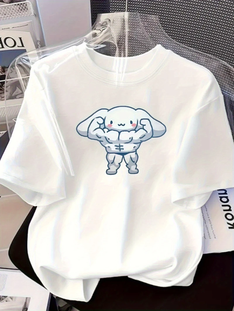 

Sanrio Official Men and Women Cute Cartoon Rabbit&spicy Rice-meat Dumplings Pattern T-shirt Loose Casual Short Sleeved Shirt