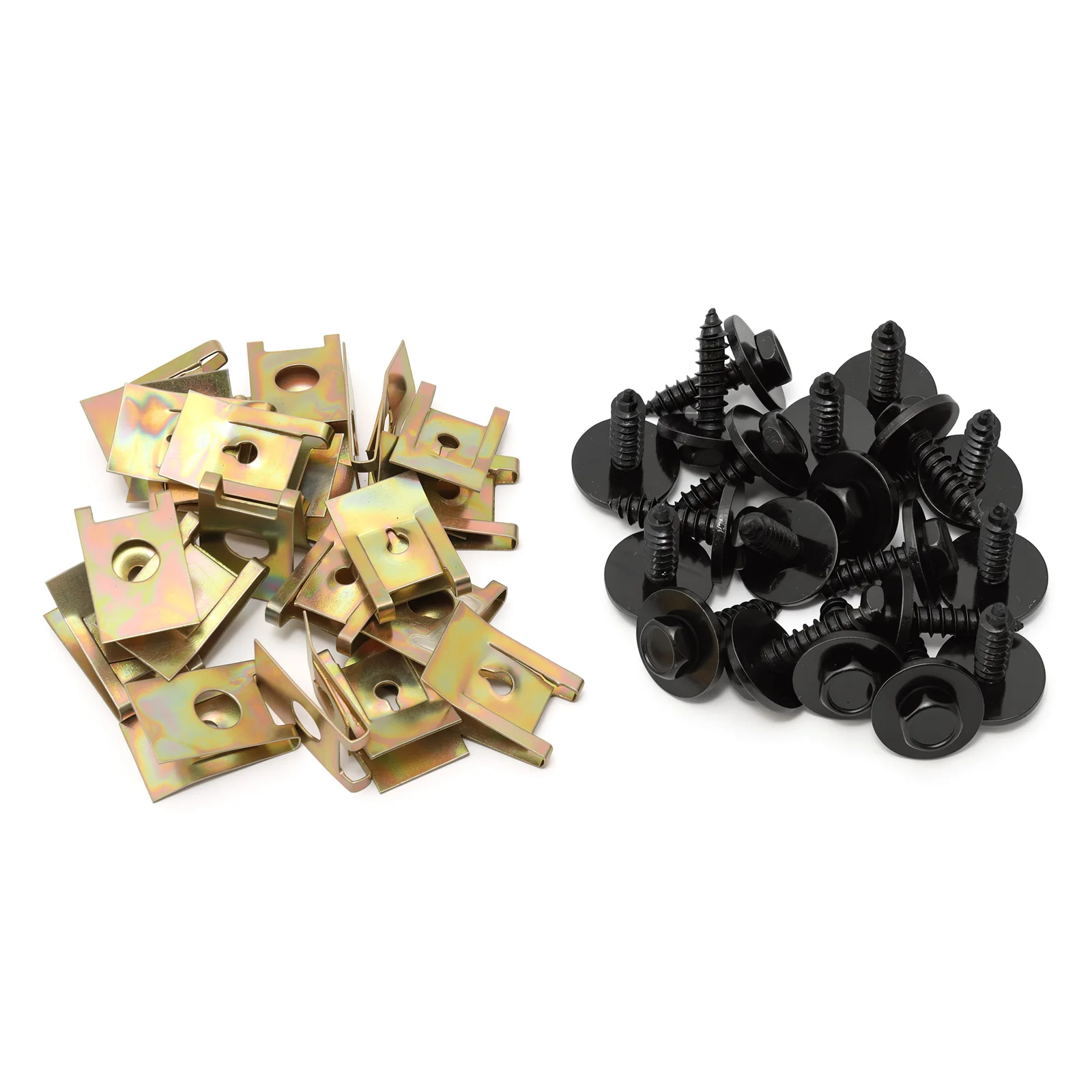 40/80PCS Engine Splash Guard Metal Nut/Screw Washers U-shape Fastener Screw Clip Car Fender Bumper Cross Head Screws For BMW