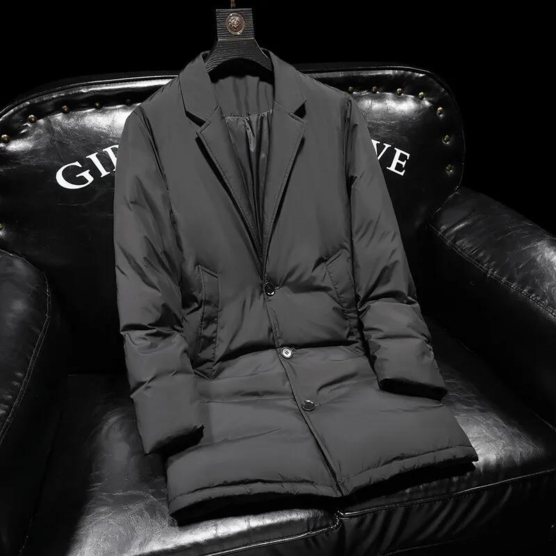 

Men's Thiened Long down Jaet Faionable Busin Sle White Du Feather Vest Winter New Arrival Ci Casual Wear