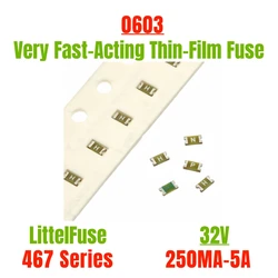 Fusible Original de acción muy rápida, 10 piezas, LF 0603, 1608 SMD, 0.25A/0.375A/0.5A/0.75A/1A/2A/2.5A/3A/4A/5A, 32V, serie 467