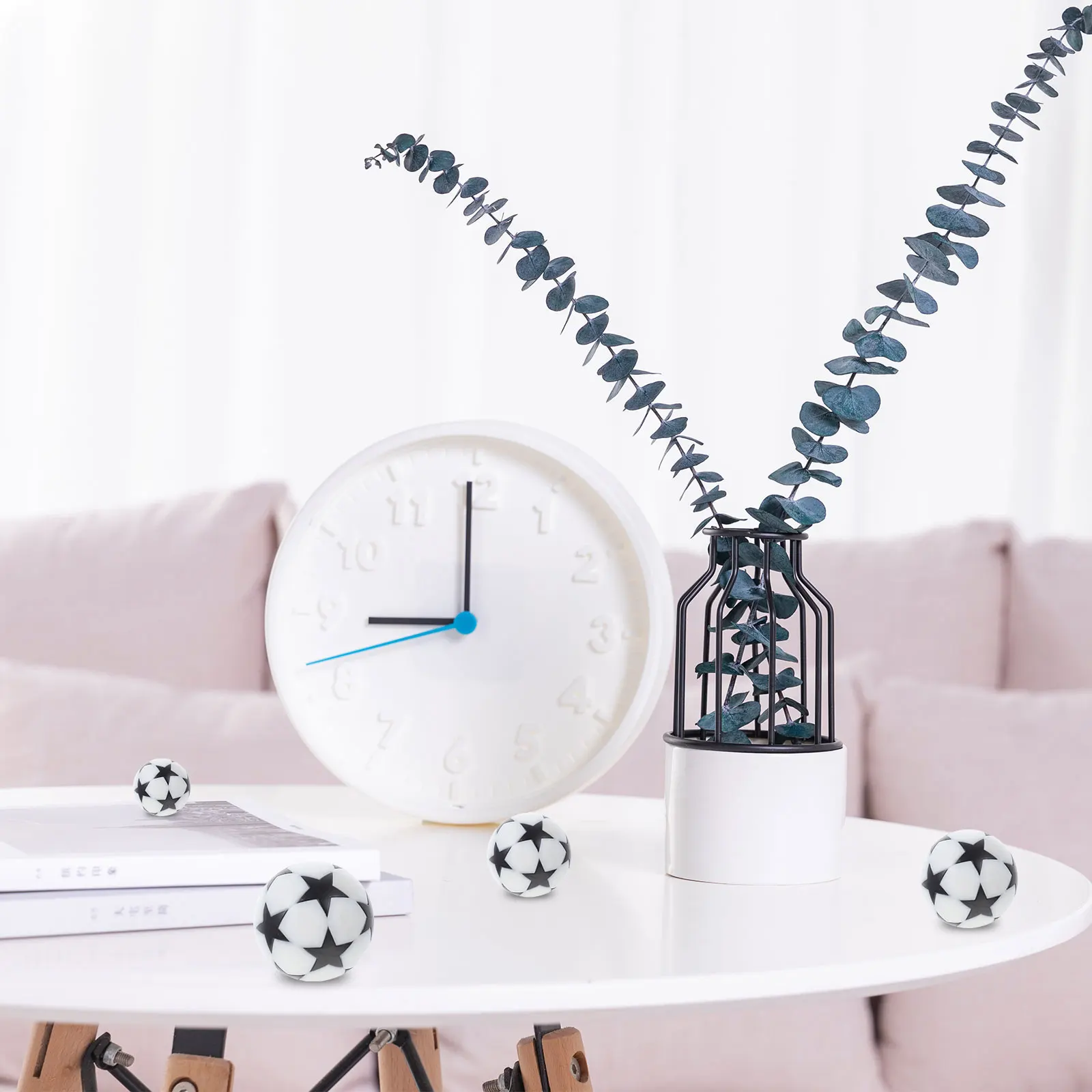 

8Pcs Black White Five-Star Table Football Plastic Balls Replacement for Desktop Table Soccer Game Accessories Desk Footballs