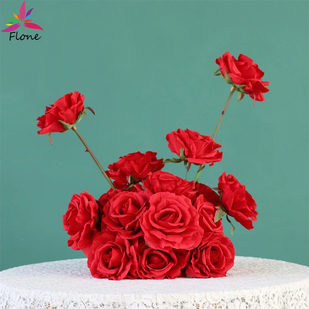 

6pcs/lot Red Fleurs Artificielles Small Table Flowers Home Decoration Wedding Centerpieces for Tables W25cm Decor Florals HY2490