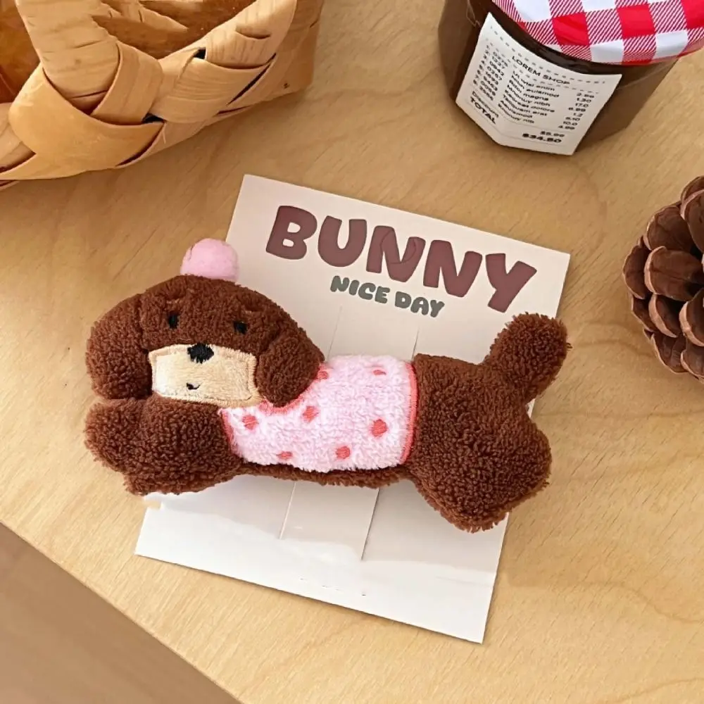 

Cute Korean Style Cute Doggie Hairpin Kawaii Side Clip Lovely Puppy Barrettes Sweet Headwear Cartoon Plush Hair Clip Girls