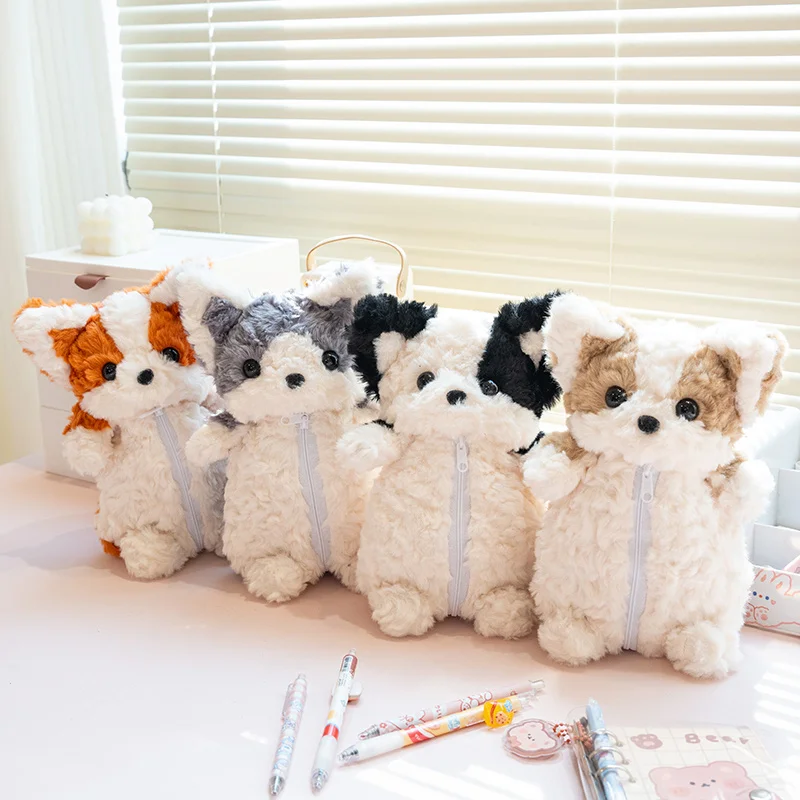

Plush Filled Corgi Puppy Pen Bag Stationery Storage Multi-Function Storage Bag