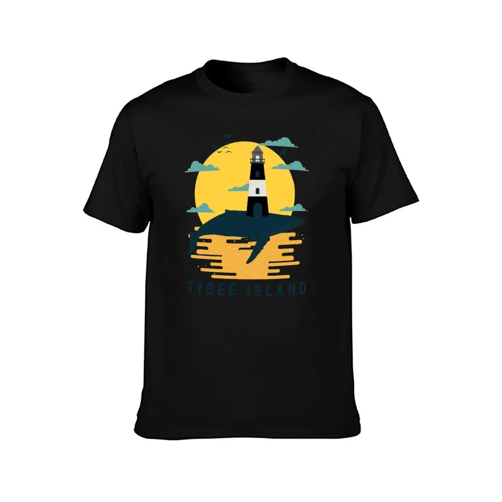 Tybee Island Georgia Lighthouse Nautical Whale Sunset T-Shirt Sport Basic Moisture Wicking Tee