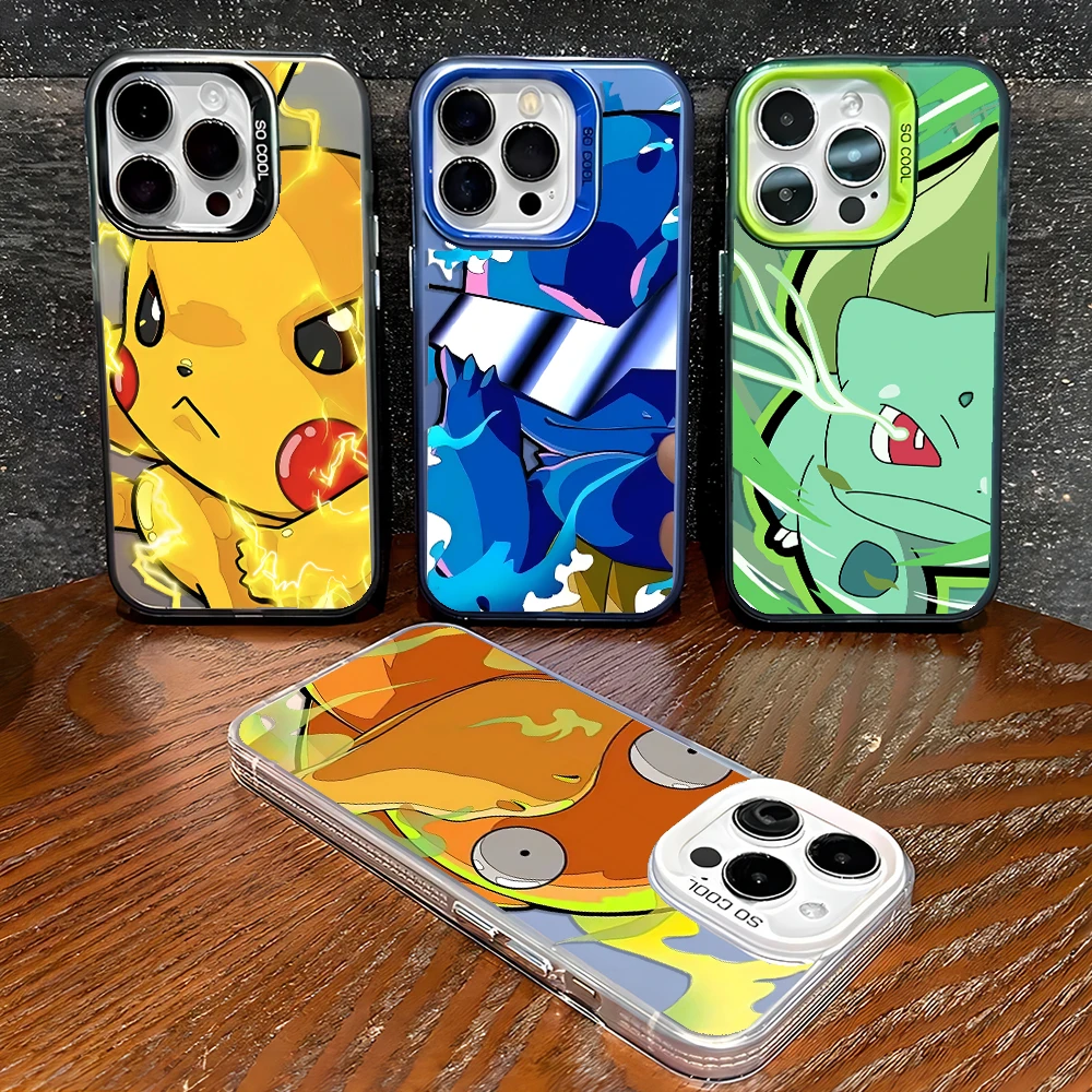 Anime Pokemons Gengars Pikachus Phone Case For iPhone 16 15 14 13 12 11 Pro Max X XR XSMAX 8 7 Plus Candy Matte Shockproof Cover