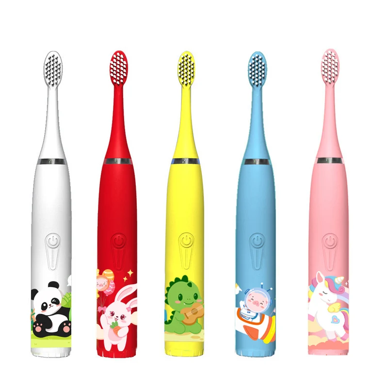 Brosse à dents électrique sonique pour enfants, minuterie propre, dessin animé pour enfants, tête de rechange, ultrasons, étanche, aste, IPX6