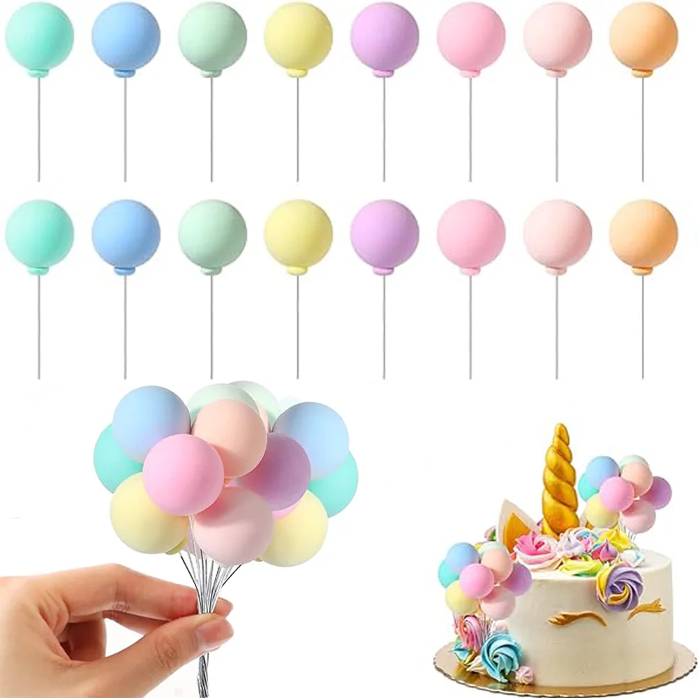 16Pcs Colorful Balls Cake Topper DIY Insert Cake Decoration for Mini Balloons Baby Shower Birthday Party Cake Decorationion