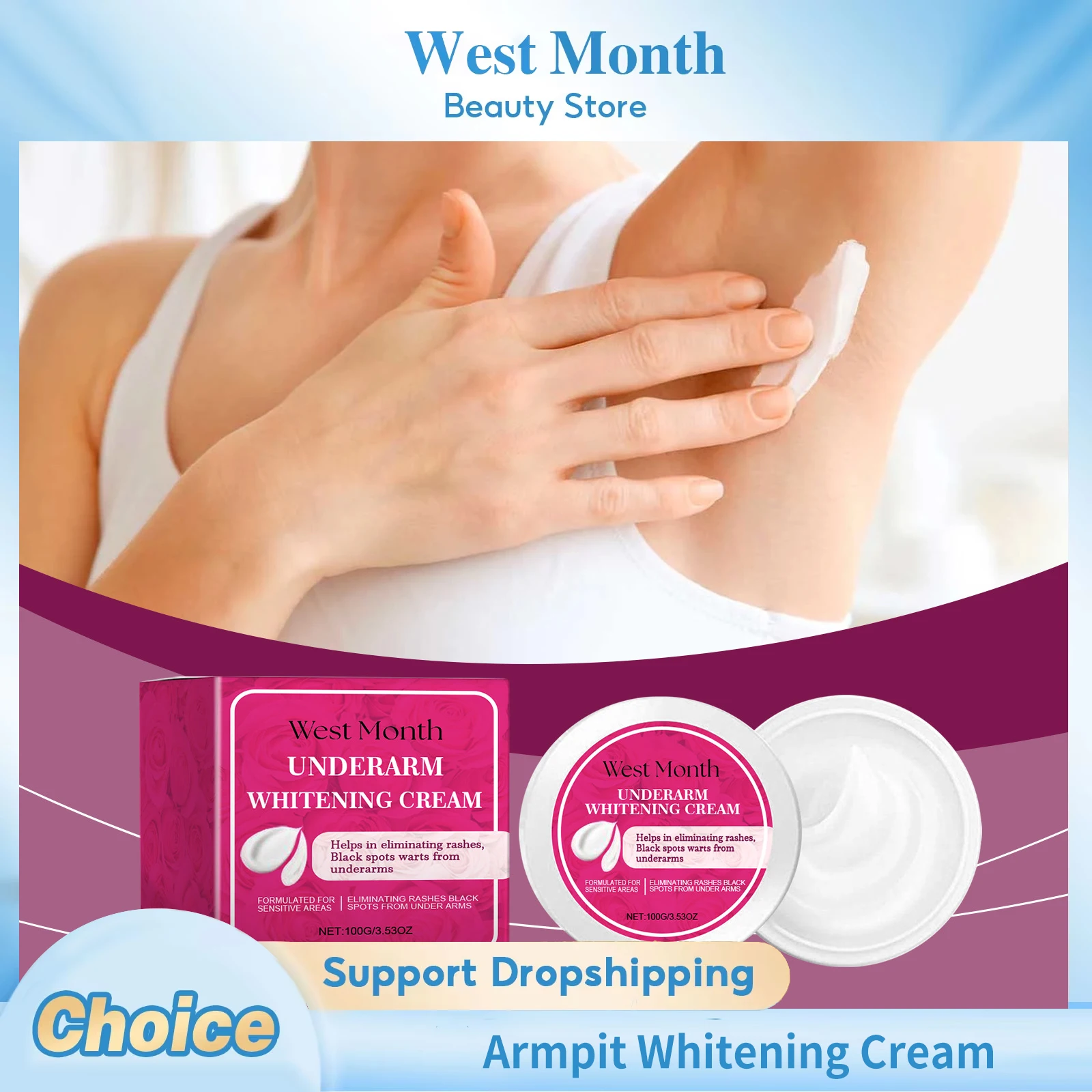 

Armpit Whitening Cream Improve Melanin Pigmentation Long Lasting Moisturizing Even Skin Tone Smoothing Refresh Brightening Cream