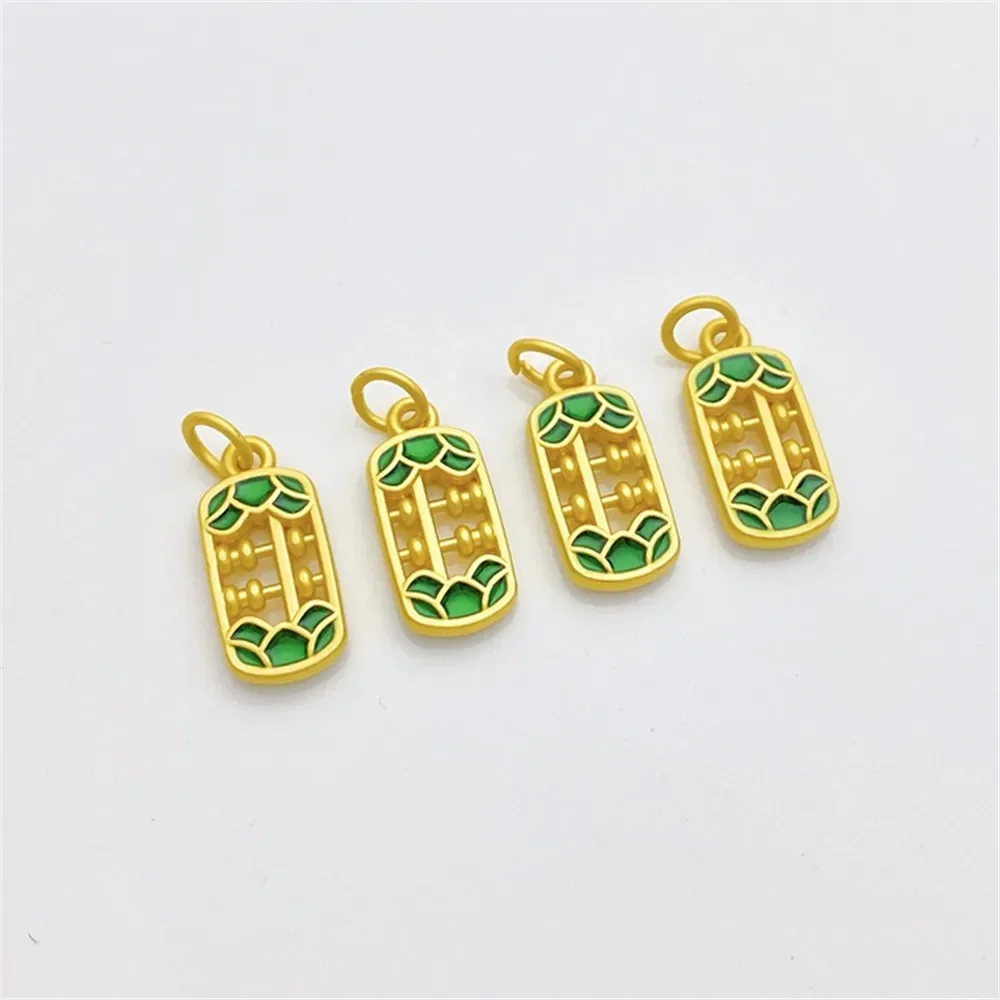 Colgante de ábaco pequeño verde con forma de gota de oro antiguo, suministros de joyería DIY, cuentas para collar, pulsera, accesorios artesanales