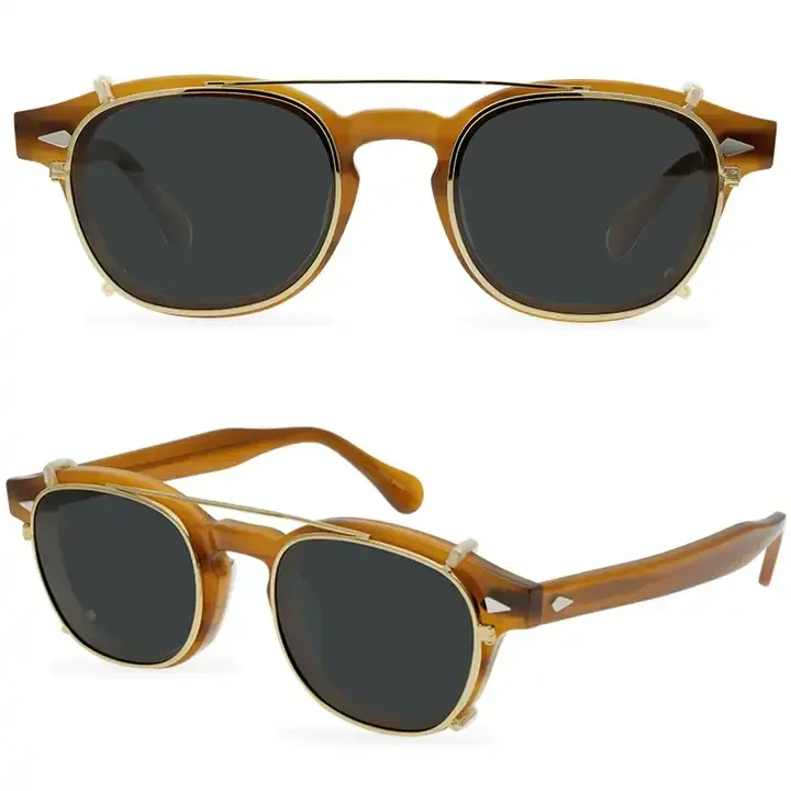 

2024 Acetate Clip On Polarized Sunglasses Men Women Johnny Depp Glasses Luxury Brand Vintage MILAN Glasses Frame Top quality
