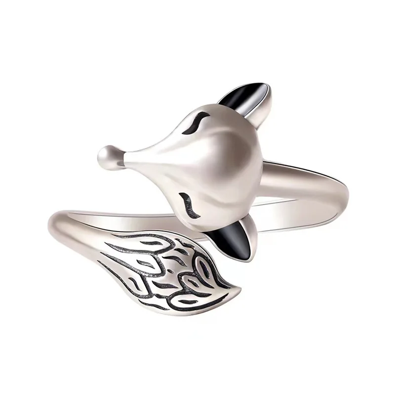 925 Sterling Silver Fox Anéis Vintage para Mulheres, Jóias Estéticas De Qualidade De Luxo, Anéis De Dinheiro Por Atacado, Jóias De Casamento