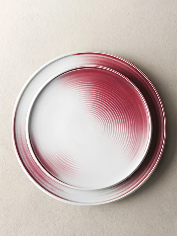

Japan Retro Style Ceramic Porcelain Steak Plates Home Kitchen Restaurant Shop Use 8 Inch 25CM Diameter Food Container Round Dish