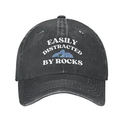 Easily Distracted by Rocks Hat for Men Women Funny Dad Tracker Hats Baseball Cap