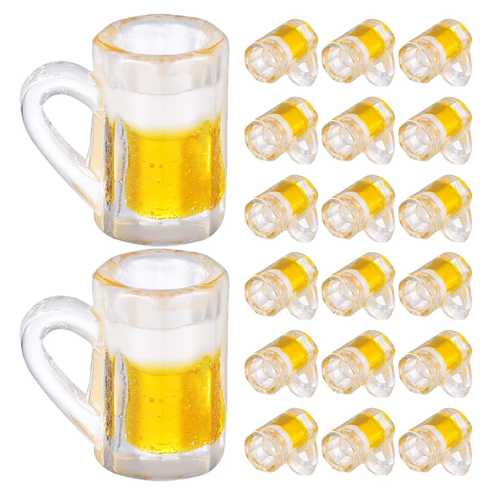 

24 Pcs Beer Dollhouse Miniatures Mugs Resin Dollhouse Accessories Decorative Items for Miniature Garden Kitchen Bar Supplies