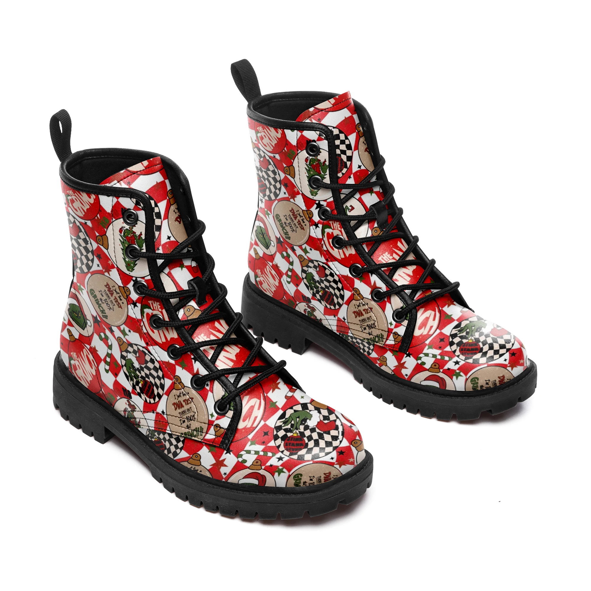 

Dropshipping Print On Demand Custom Print POD Boots Christmas Xmas design High Top Boots Free Shipping