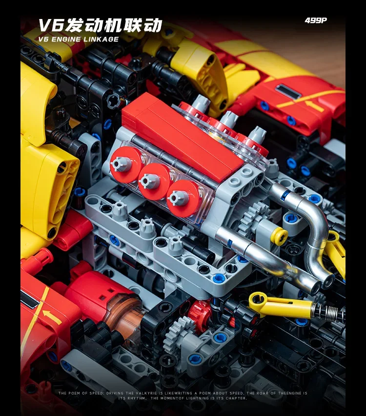 499P rouge Le Mans Super voiture 1:8 échelle grands blocs de construction Kits, modèle de voiture de sport jouet pour adultes enfants, bricolage assemblage cadeau d'anniversaire