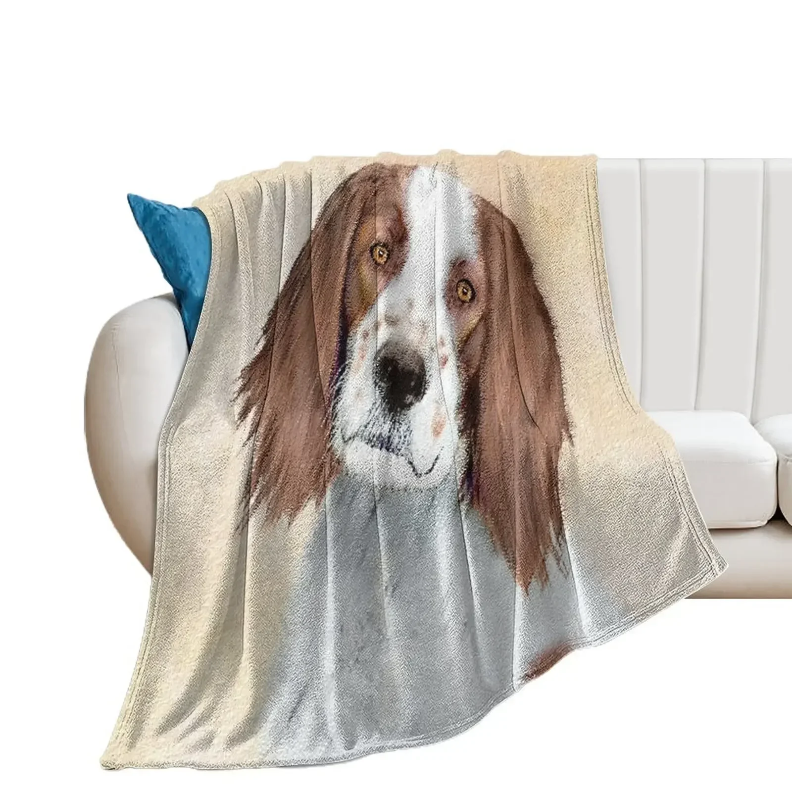 

Irish Red and White Setter Painting - Original Art Throw Blanket Soft Cute Blankets