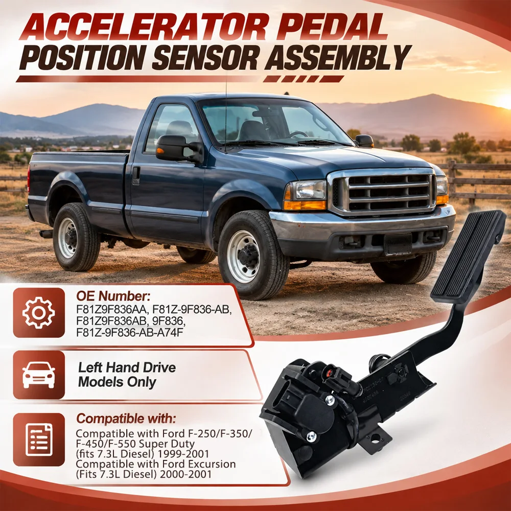 3pins Car Accelerator Pedal Position Sensor Assembly for Ford F-250 F-350 F-450 F-550 Super Duty 7.3L Diesel 1999-2001