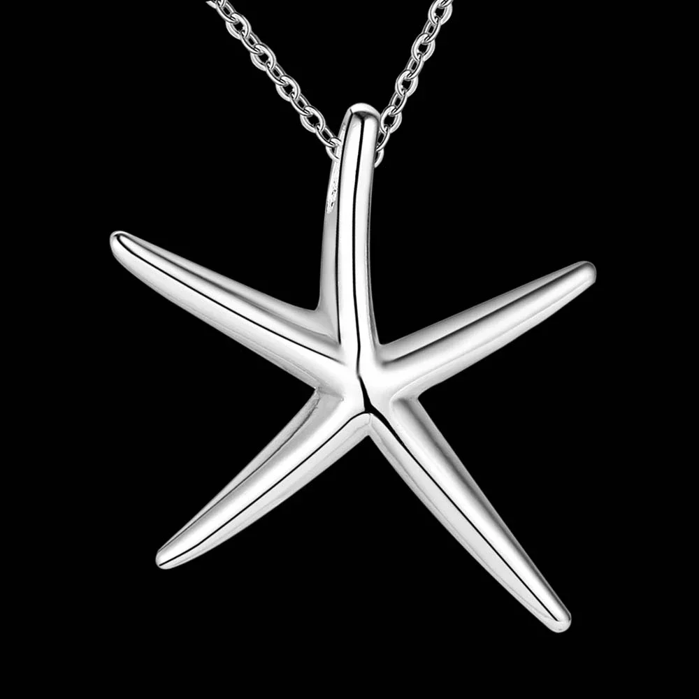 P027 Promotions Free shipping fashion Elegant silver color jewelry charm Starfish Noble pendant pretty Girl Necklace Kinsle